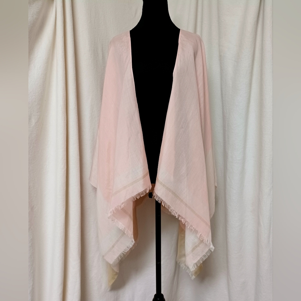 NWT Peach Blush Multi Silk-Ramie Poncho One Size